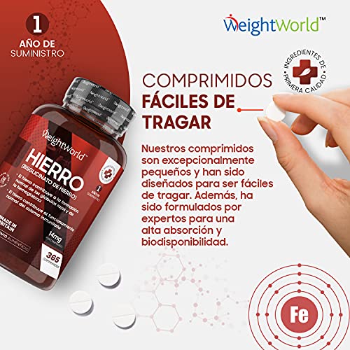 Hierro Suplemento 14 Mg 365 Comprimidos de Hierro Vegetal - Suplemento de Hierro Vegano Para un Año, Para Energía Concentración y Memoria Contribuye al Funcionamiento Normal del Sistema Inmunitario