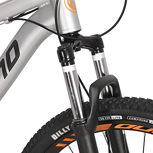 Hiland Bicicleta de montaña con Ruedas de radios de 29 Pulgadas, Marco de Aluminio, 21 Marchas, Freno de Disco, Horquilla de suspensión, Color Gris…