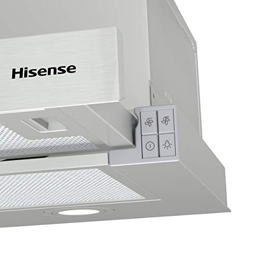 Hisense CH6TL4BX - Campana Telescópica 60 cm, Capacidad de Succión de 450 m³/h, Iluminación LED, Fácil Limpieza y Mantenimiento
