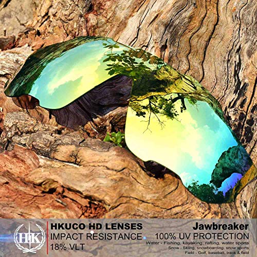 HKUCO Blue/24K Gold/Transition/Photochromic Polarized Replacement Lenses For Oakley Jawbreaker Sunglasses