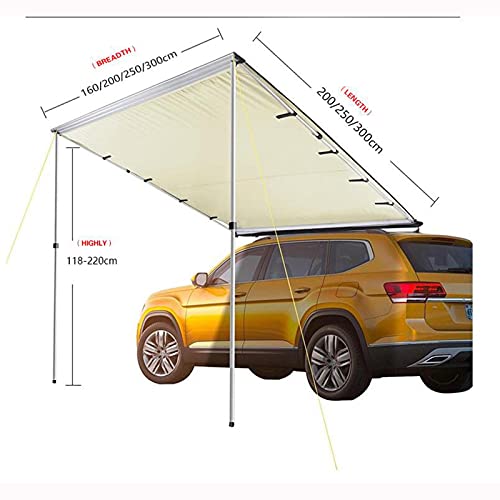 HLONGG Coche Lado Toldo SUV Tienda Tolera Al Aire Libre Off Road Vehículo Auto Driving Equipo De Automóvil Durable Impermeable Van Toldo Coche Carpa De Botas para Playa Camping Pesca Picnic,2 * 2.5