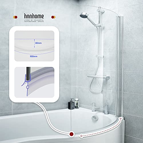 HNNHOME® Tira de sellado de plástico para ducha de baño de goma precurvada de 870 mm, perfecta para puertas de vidrio curvadas o rectas de 4 a 6 mm, espacio de 16 a 22 mm
