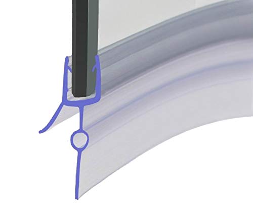 HNNHOME® Tira de sellado de plástico para ducha de baño de goma precurvada de 870 mm, perfecta para puertas de vidrio curvadas o rectas de 4 a 6 mm, espacio de 16 a 22 mm