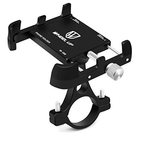 HNOOM Soporte Movil Bici Aluminio Soporte Movil Bicicleta 360° Rotación Soporte Móvil Moto, Universal Soporte Teléfono Manillar para iPhone/Samsung/Huawei/Xiaomi, GPS (4.0"-6.8") (Black)