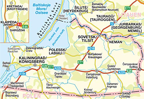 Höfer Polen RS 001. Nördliches Ostpreußen (mit Memelland) 1 : 200 000. Straßenkarte: Königsberg /Tilsit /Gumbinnen