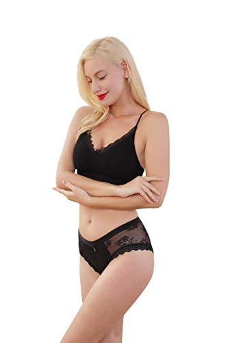 HOKEMP Bragas de Encaje de Mujer Sexy Low Rise Calzoncillos de Encaje Bikini Bragas Pack de 6