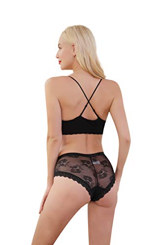 HOKEMP Bragas de Encaje de Mujer Sexy Low Rise Calzoncillos de Encaje Bikini Bragas Pack de 6