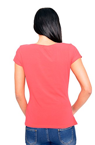 Hola bebé - Ropa premamá Divertida y Adorable, Camiseta con Estampado, Regalo Durante el Embarazo, Manga Corta (Coral, Small)