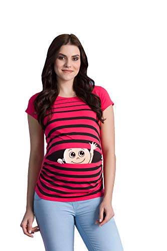 Hola bebé - Ropa premamá Divertida y Adorable, Camiseta con Estampado, Regalo Durante el Embarazo, Manga Corta (Coral, Small)