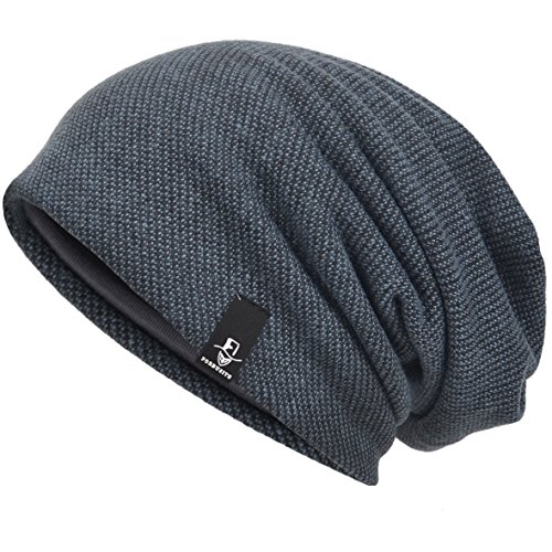 Hombre Algodón Gorros de Punto Slouch Cráneo Invierno Verano Sombreros (305-Gris)