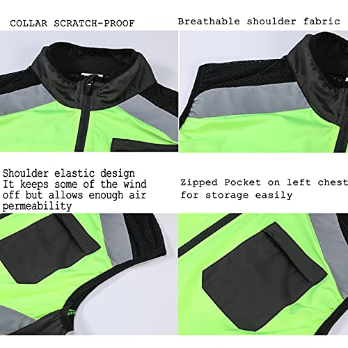 Hombre, Chaleco Cortavientos de Ciclismo,Transpirable Reflectante Ciclismo para Hombre,Ligero Impermeable Running para Hombre Chaquetas de Running para Hombre (Size:X-Large,Color:Verde fluorescente)