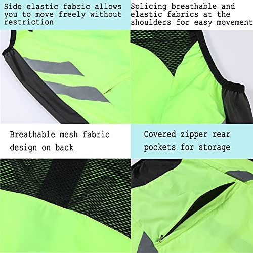 Hombre, Chaleco Cortavientos de Ciclismo,Transpirable Reflectante Ciclismo para Hombre,Ligero Impermeable Running para Hombre Chaquetas de Running para Hombre (Size:X-Large,Color:Verde fluorescente)