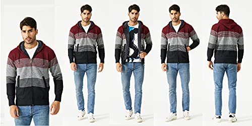 Hombre de Lana con Capucha Suéter Jerséis de Punto Grueso para Hombre Casual Invierno,CáRdigan Cardigan Sudadera con Cremallera Completa Suéte Jersey de Punto para Hombre (XL, Rojo)