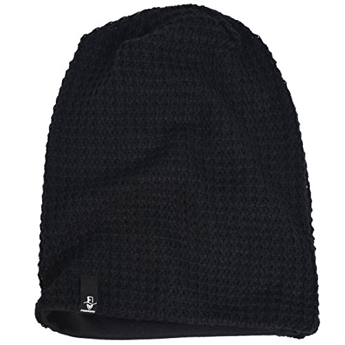 Hombre Gorro de Punto Slouch Beanie Knit Invierno Verano Hat (Negro)