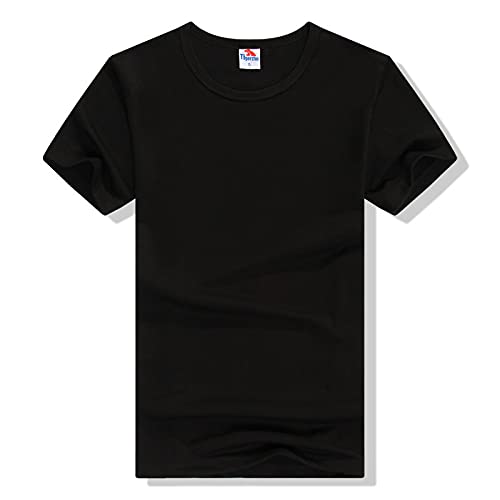 Hombres 50% algodón 50% poliéster liso camiseta en blanco al por mayor Custom Logo camiseta al por mayor (color: negro, tamaño: L)