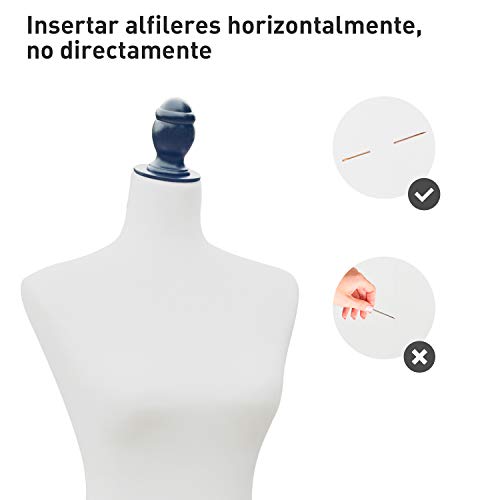 HOMCOM Maniquí Femenino de Costura Busto de Señora para Modistas Exhibición Altura Ajustable a 130-168cm Blanco