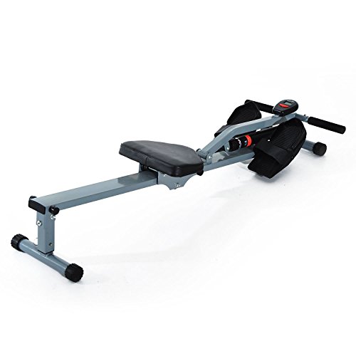 HOMCOM Máquina de Remo Ajustable con Pantalla LCD para Fitness y Ejercicios de Musculación o Resistencia para Gimnasio Casa Carga 100KG