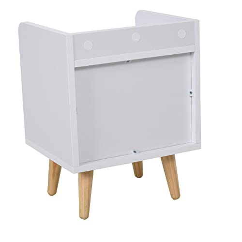 HOMCOM Mesa de Noche Multiusos Mesita Auxiliar para Sala de Estar o Dormitorio con 2 Cajones Espaciosos Patas Elevadas de Pino Diseño Moderno 33x28x42 cm Blanco