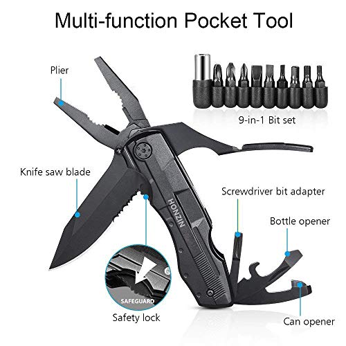 HONZIN navaja multiuso,herramienta multiuso inoxidable,ideal para supervivencia al aire libre, para acampar y para pescadores