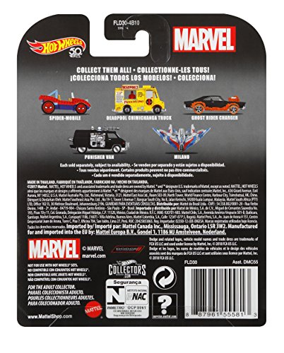 Hot Wheels Modelo coche 8 cm Charger de Ghost Rider - Escalera 1/64 DieCast Original Marvel FLD30