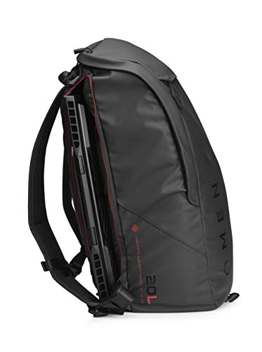 HP OMEN - Mochila para portátiles gaming de hasta 17.3" (bolsillos internos, malla ajustable, espalda acolchada), color negro y rojo