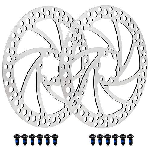 HSEAMALL 160 mm 180 mm 203 mm Bicicleta Bicicleta Freno Disco Disco Rotor de Bloqueo con Tornillos Tornillos de Acero Inoxidable para Bicicleta de Carretera, Bicicleta de montaña, MTB, BMX 2PCS