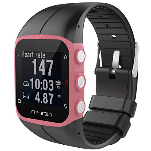 Huabao Correa de Reloj Compatible con Polar M400, Ajustable Pulsera Silicona Deportiva Band Repuesto Pulsera para Polar M400 (Negro)