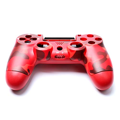 HUAYUWA - Carcasa de plástico para mando de juegos con botones, juego de repuesto para Sony Playstation 4 Slim JDM-040, color rojo camuflaje