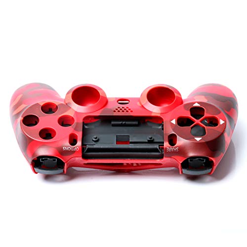 HUAYUWA - Carcasa de plástico para mando de juegos con botones, juego de repuesto para Sony Playstation 4 Slim JDM-040, color rojo camuflaje