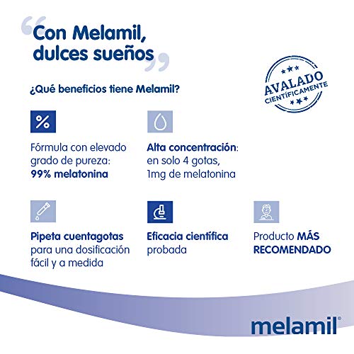 Humana Melamil, Melatonina Al 99%, Ayuda A Conciliar El Sueño, Complemento Alimenticio En Gotas para Niños Y Adultos, 30 ml