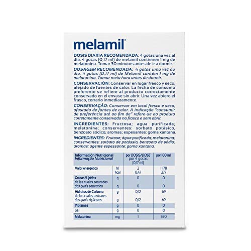 Humana Melamil, Melatonina Al 99%, Ayuda A Conciliar El Sueño, Complemento Alimenticio En Gotas para Niños Y Adultos, 30 ml