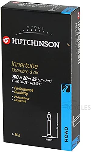 HUTCHINSON Cámara Road 700 x 20-25, válvula Presta (Fina), 80 mm, Unisex Adulto, Negro, 27.5 x 1.70 a 2.35