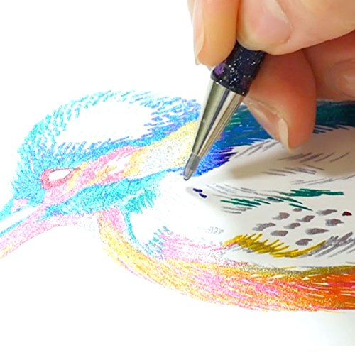 Hybrid Dual Metallic de Pentel - Caja de 8 Boligrafos Roller Gel de Colores brillantes para colorear y decorar con purpurina