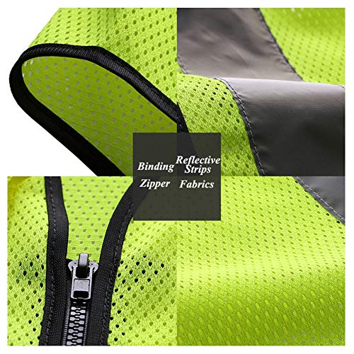 Hycoprot Chaleco de Seguridad Reflectante Hi Vis Viz Alta Visibilidad Ropa de Trabajo Gerente Ejecutivo Chaqueta de Chaleco Cremallera Brace Seguridad Teléfono (Medium, Rosa-Malla)