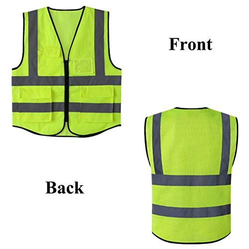 Hycoprot Chaleco de Seguridad Reflectante Hi Vis Viz Alta Visibilidad Ropa de Trabajo Gerente Ejecutivo Chaqueta de Chaleco Cremallera Brace Seguridad Teléfono (Medium, Rosa-Malla)