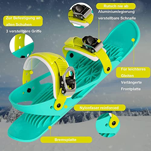 HYQW Mini Patines De Esquí Cortos, Invierno Ajustable Snowskates Skis Skis SkiBlades SkiBaroards, Patines para Snow Outdoor Ski Boots,Green-Adults 35_48 EU