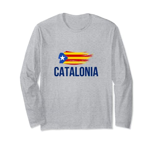 I Love Catalonia Flag Novelty Graphic Tees & Cool Designs Manga Larga