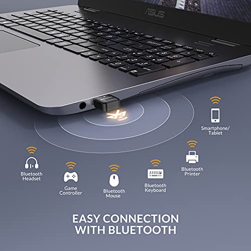 iDsonix Adaptador Bluetooth 5.0 para PC, ordenador de sobremesa, portátil, transferencia inalámbrica para auriculares Bluetooth, altavoces, teclados, ratón/impresoras, compatible con Windows 10/7