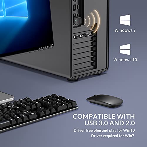 iDsonix Adaptador Bluetooth 5.0 para PC, ordenador de sobremesa, portátil, transferencia inalámbrica para auriculares Bluetooth, altavoces, teclados, ratón/impresoras, compatible con Windows 10/7