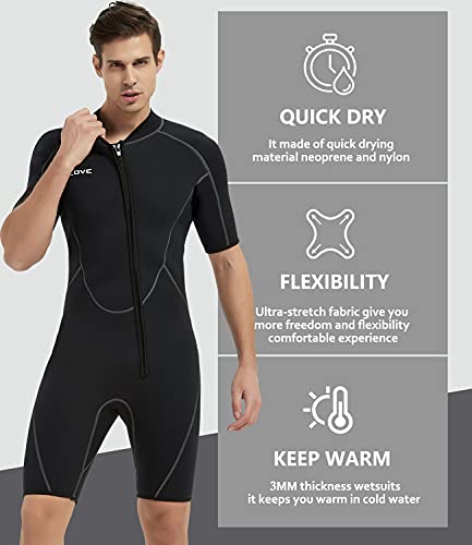 IFLOVE Man Monopiece Wetsuit 3 mm Traje de Neopreno de para Hombre, Manga Corta, Mono Pieza, Surf, Snorkel M