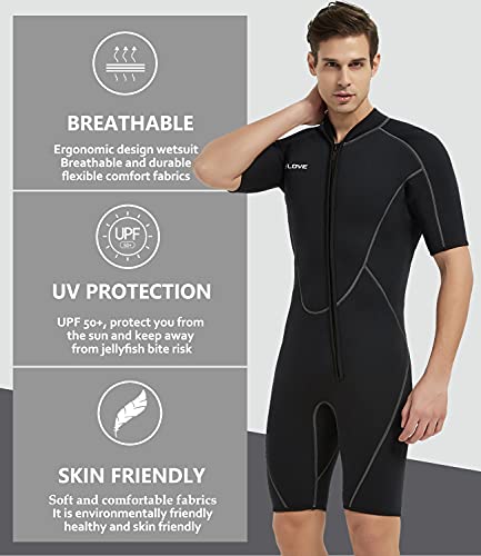 IFLOVE Man Monopiece Wetsuit 3 mm Traje de Neopreno de para Hombre, Manga Corta, Mono Pieza, Surf, Snorkel M