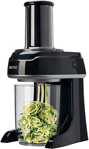 Imetec SP 100 Spiralizer eléctrico, corte de verduras en espiral, accesorios para 3 formas Spaghetti, Tagliatelle, Pappardelle, acero inoxidable, sin BPA 500 ml, sistema de seguridad