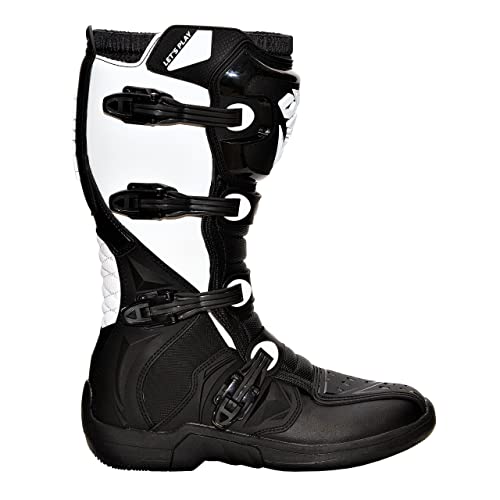 iMX Racing X-TWO Botas de moto Motocross Enduro Negro/Blanco Certificación CE Sujetadores de cuatro etapas Microfibra para un mejor manejo de las cubiertas de la motocicleta TPU y TPR