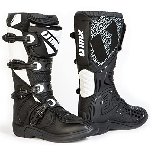 iMX Racing X-TWO Botas de moto Motocross Enduro Negro/Blanco Certificación CE Sujetadores de cuatro etapas Microfibra para un mejor manejo de las cubiertas de la motocicleta TPU y TPR