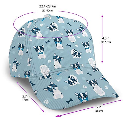 Inaayayi Gorra de béisbol con diseño de Bulldog francés, diseño de Pata, Color Azul