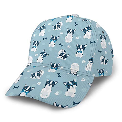 Inaayayi Gorra de béisbol con diseño de Bulldog francés, diseño de Pata, Color Azul