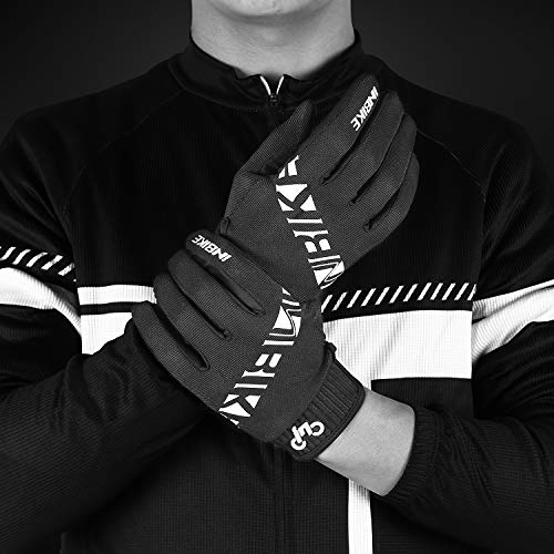 INBIKE Guantes MTB Dedos Largos para Hombre con La Funcionalidad De Pantalla Táctil, Guantes De Ciclismo Bicicleta Montaña Ciclista Bici Btt para Entretiempo(Negro-L)