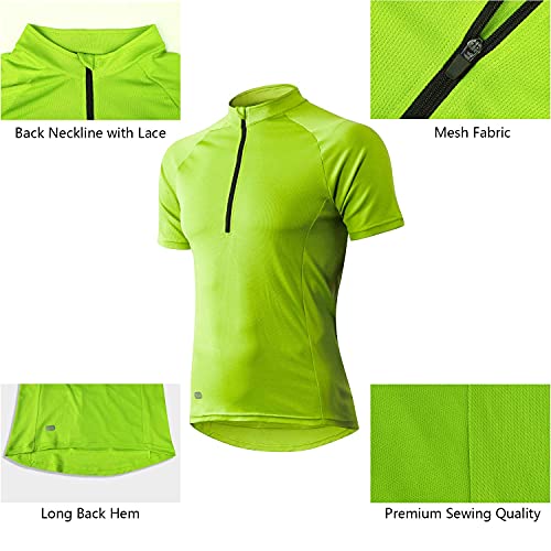 INBIKE Maillot Ciclismo Hombre Verano Transpirable Elástico Ropa Bicicleta MTB Camiseta Ciclismo Manga Corta 100% Poliéster(Verde,XL)