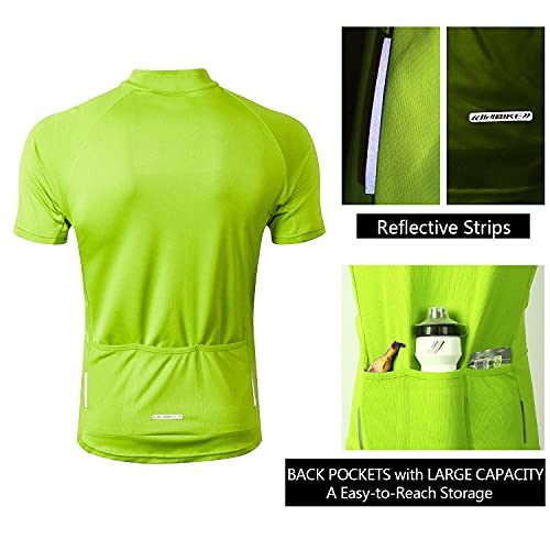 INBIKE Maillot Ciclismo Hombre Verano Transpirable Elástico Ropa Bicicleta MTB Camiseta Ciclismo Manga Corta 100% Poliéster(Verde,XL)