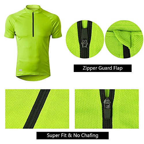 INBIKE Maillot Ciclismo Hombre Verano Transpirable Elástico Ropa Bicicleta MTB Camiseta Ciclismo Manga Corta 100% Poliéster(Verde,XL)